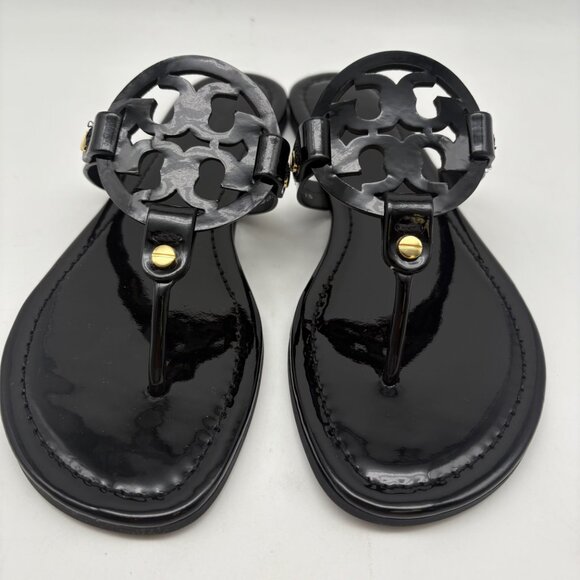 Tory Burch Miller Patent Leather Sandal Enamel Black - Picture 3 of 10